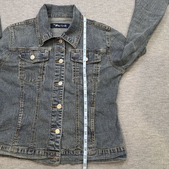 Blue Age Womens Denim Jean Jacket Faded Blue Button Front Pockets Size Medium - Picture 11 of 14